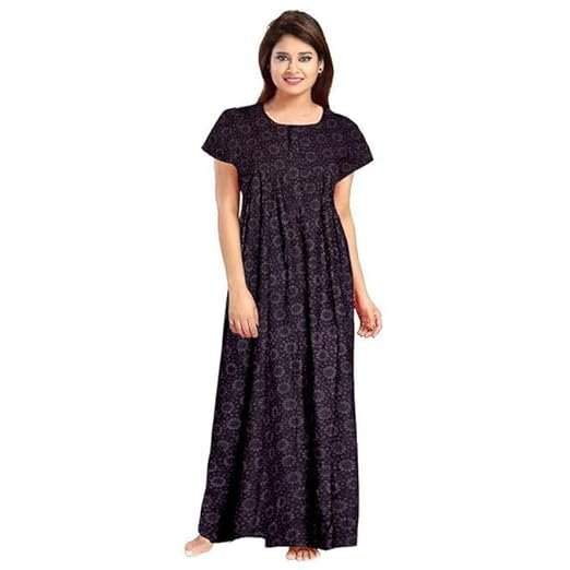 YOZLY Women's Cotton Printed Gown Ankle Length Nighty Free Size (Pack of 2) - Image 3