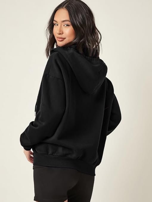 Imsa Moda Women's Polycotton Fleece Plain Hooded Neck Full Zipper Winter Jacket Sweatshirts Casual Hoodie with Kangaroo Pocket - Image 5