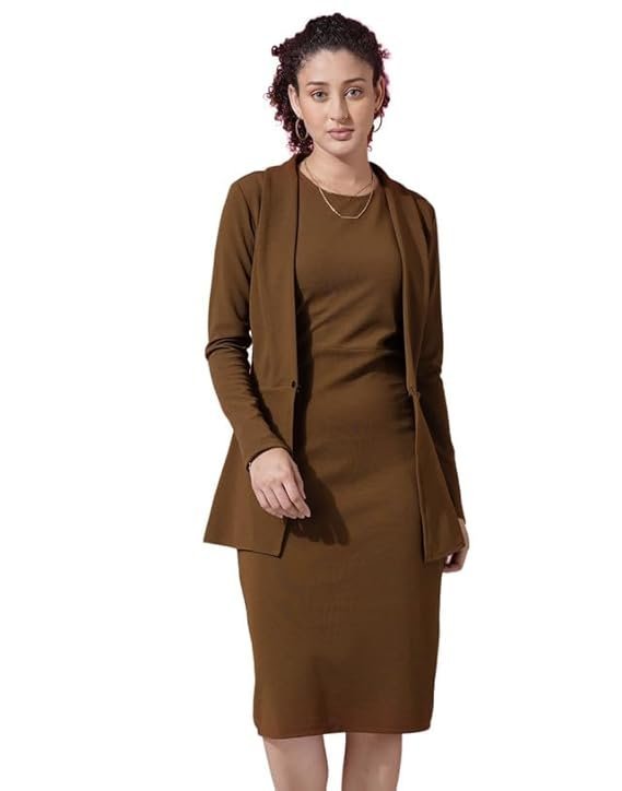 SIRIL Western Dress | Lycra Dress with Blazer for Women | Two Piece Dress for Women