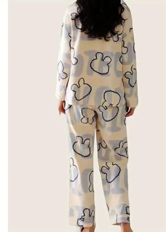 GLASGO Women’s Cotton Pajama Set with Top & Pants|| Korean Night Suit|| Lightweight Printed Set || Soft & Comfy Sleepwear for Girls & Women || LNS-3-$ - Image 4