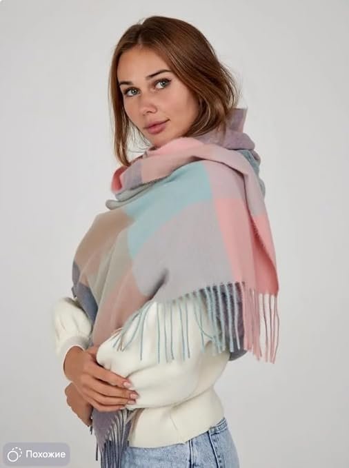 Alexvyan Winter Warm Long Stoles Shawls Long Big Checked Scarves Woolen Women Casual Scarf Soft Wrap for Casual Formal Occassions 200CM*70CM - Image 2