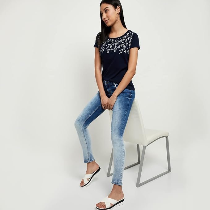 Women's Cotton Regular Fit Printed Round Neck T-Shirt - Image 5