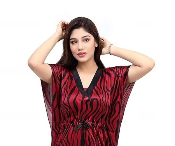 G4Girl Women's Silk Geometric Print Maxi Nightgown - Image 5