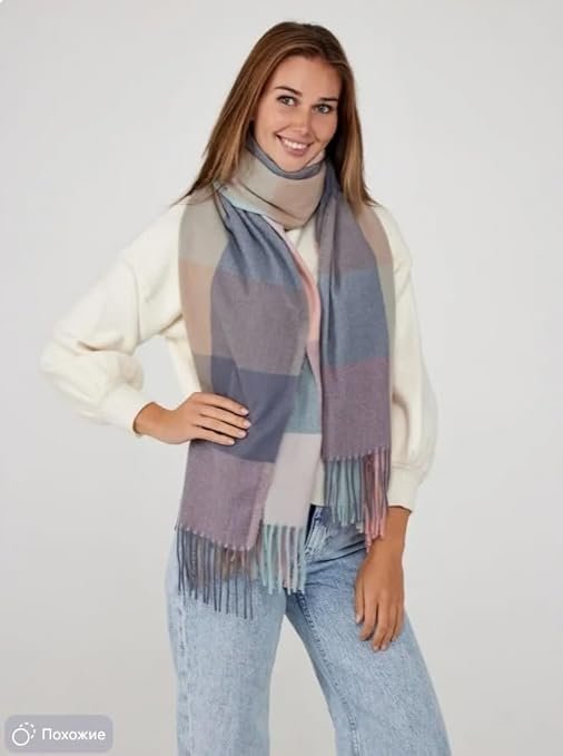 Alexvyan Winter Warm Long Stoles Shawls Long Big Checked Scarves Woolen Women Casual Scarf Soft Wrap for Casual Formal Occassions 200CM*70CM - Image 4