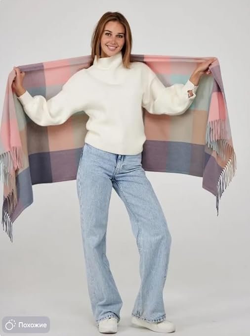 Alexvyan Winter Warm Long Stoles Shawls Long Big Checked Scarves Woolen Women Casual Scarf Soft Wrap for Casual Formal Occassions 200CM*70CM - Image 5
