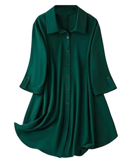 Women's Shirt Dress Knee Length Dress | Loose Fit | Button-Down | | 3/4 Sleeve | Summer Wear | Available in (Pack of 2 | Value Pack)