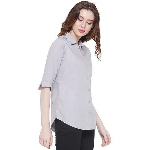 Women's Regular Fit 3/4 Sleeve Solid Formal Shirt - Image 3