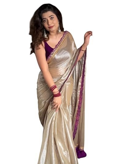 HMP Fashion Womens Pure Soft Two Tone Erode Soft Silk Sarees with Amazing Lace work Border and Paired with Plain Banglori Blouse piece - Image 2