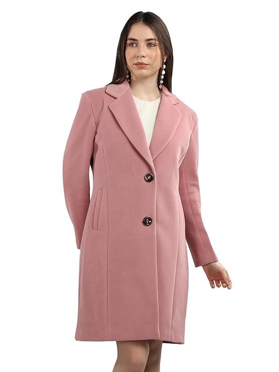 Women's plagg women winter long overcoat with wool blend and comfort fit
