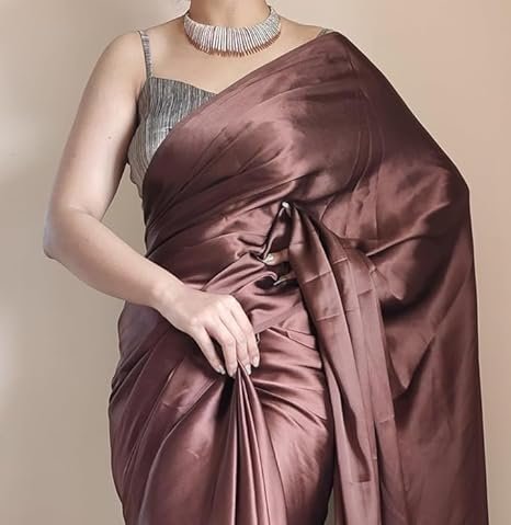 Zenkova Women's Regular Wear Satin Silk Pre Pleated Heavy Saree with Blouse For Festival, Party, Wedding,farewell, fuction saree - Image 4