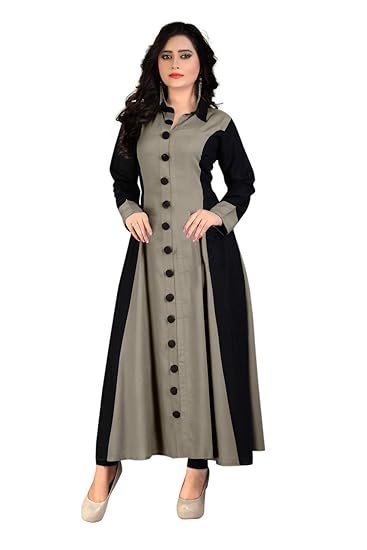 Madhuram Womens Rayon Regular A Line Kurti with Fully Stitched Plain Long Kurta(M-114)