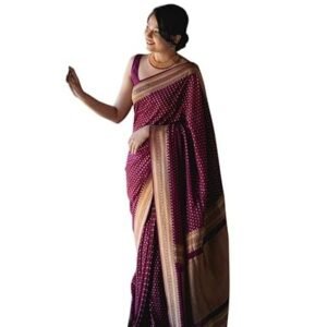 D V ENTERPRISE Women's Pure Original Kanjivaram Zari weaving silk Royal Rajwadi Kalamkari kanchipuram Saree With Blouse piece for Wedding
