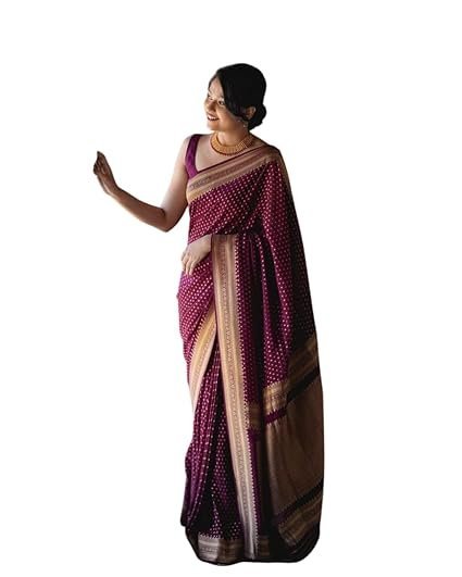 D V ENTERPRISE Women's Pure Original Kanjivaram Zari weaving silk Royal Rajwadi Kalamkari kanchipuram Saree With Blouse piece for Wedding
