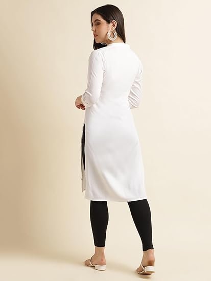 Women's Rayon Solid Plain Straight Kurti - Image 4