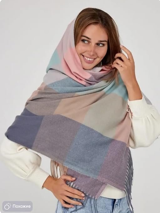 Alexvyan Winter Warm Long Stoles Shawls Long Big Checked Scarves Woolen Women Casual Scarf Soft Wrap for Casual Formal Occassions 200CM*70CM - Image 3
