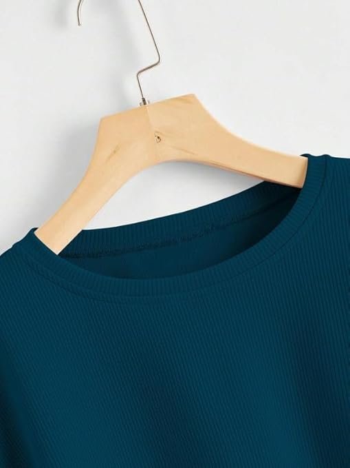 Women's Cotton Blend Solid Lining Solid Crop T-Shirt | Western T-Shirt for Women - Image 3