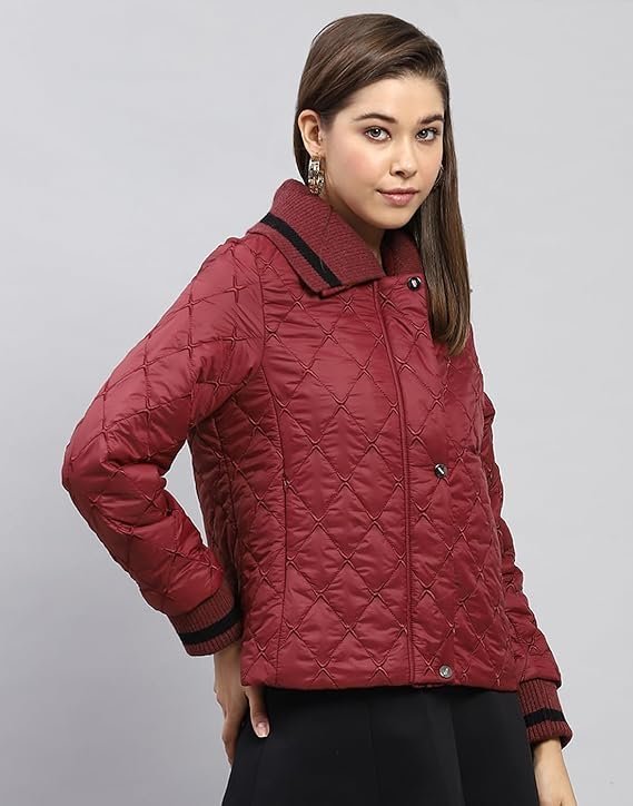 Monte Carlo Womens Embroidered Wine Collar Full Sleeve Jacket - Image 5