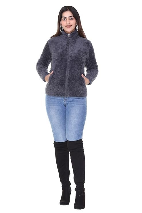 Women's plush women's fur hooded neck sweatshirt