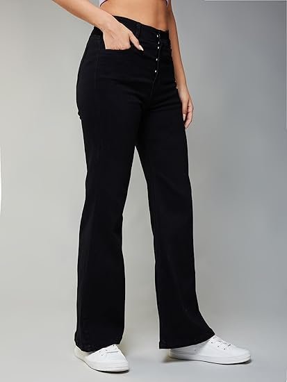 Dolce Crudo Women's Wide-Leg High-Rise Stretchable Patch-Pocketed Denim Jeans - Image 5