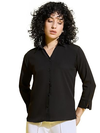 Crepe Regular Fit Solid Women Formal Shirt | Official Shirt - Image 2