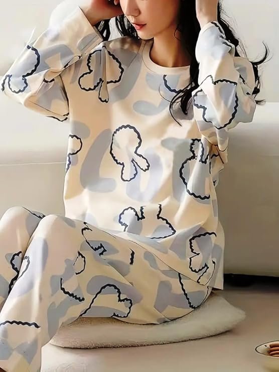 GLASGO Women’s Cotton Pajama Set with Top & Pants|| Korean Night Suit|| Lightweight Printed Set || Soft & Comfy Sleepwear for Girls & Women || LNS-3-$ - Image 5