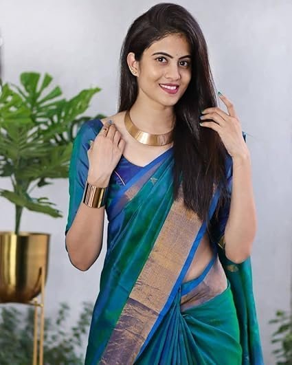SGF11- Women's Kanjivaram Woven Soft Silk Saree With Blouse Piece
