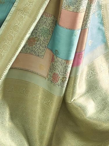 SIRIL Women's Banarasi Silk Saree Pure Silk Kanjivaram Saree with Unstitched Blouse Piece - Image 5