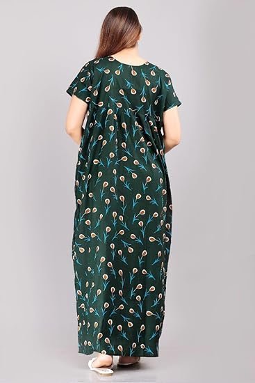 Nighty for Women |Cotton Printed Maxi Gown Ankle Length Nighty| Night Dress Gown for Women Maxi - Free Size (Pack of 2) - Image 3
