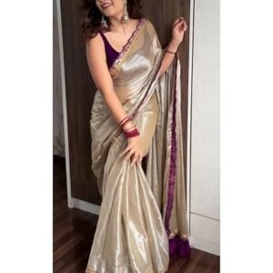 HMP Fashion Womens Pure Soft Two Tone Erode Soft Silk Sarees with Amazing Lace work Border and Paired with Plain Banglori Blouse piece
