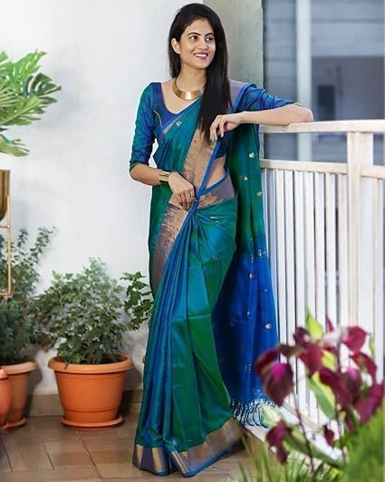 SGF11- Women's Kanjivaram Woven Soft Silk Saree With Blouse Piece - Image 2
