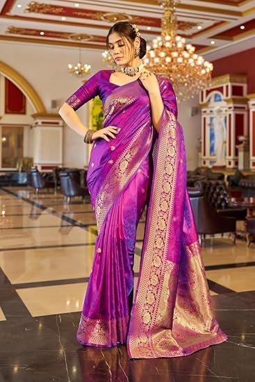 SWORNOF Womens Kanjivaram Banarasi Silk Saree Patola saree with Unstitched blouse piece - Image 5
