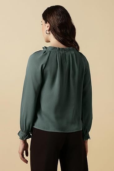 Women Polyester Regular Fit Full Sleeve Solid Closed Neck Formal Top - Image 4