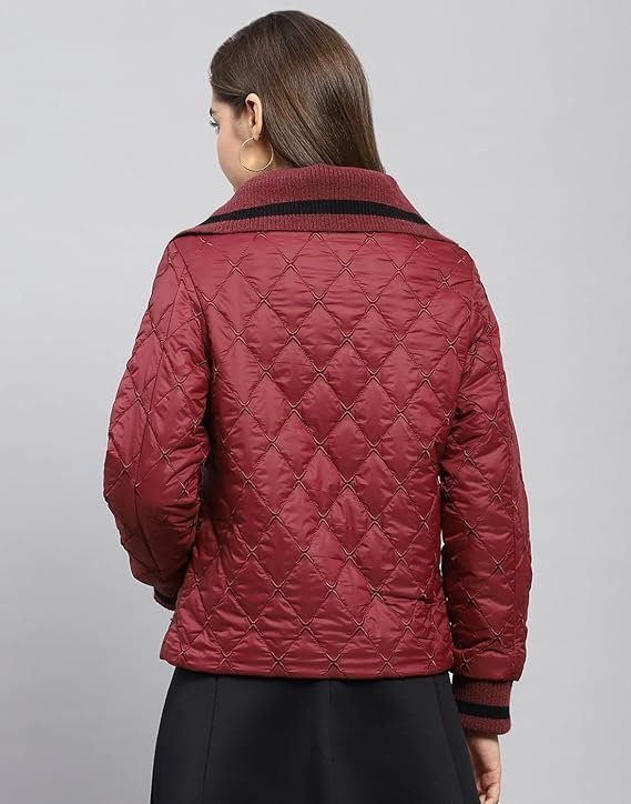 Monte Carlo Womens Embroidered Wine Collar Full Sleeve Jacket - Image 4
