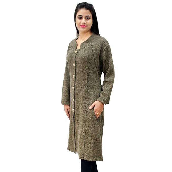 Matelco Women's Woollen Button A-Line Long Coat with Pockets - Image 4