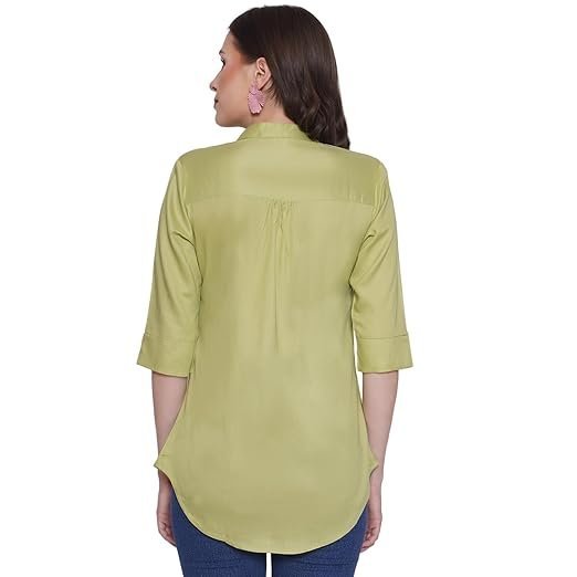 Women's Rayon 3/4th Sleeve Solid Casual Shirt - Image 5