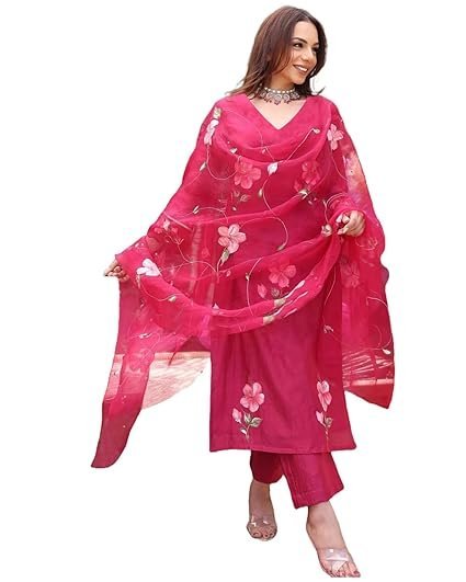 ANNI DESIGNER Women's Rayon Viscose Printed Straight Kurta with Pant & Dupatta - Image 3
