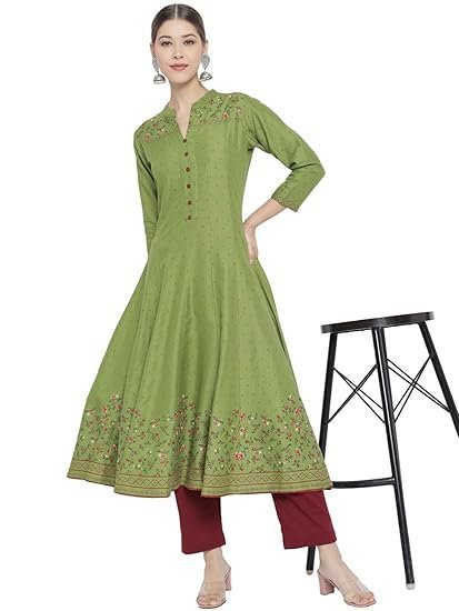 Yash Gallery Women's Rayon Floral Printed Anarkali Kurta for Women - Image 2