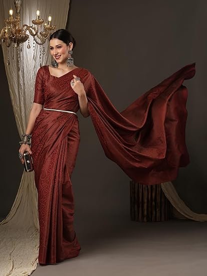 AKHILAM Women's Woven Design Zari Work Banarasi Silk Saree With Unstitched Blouse Piece - Image 3
