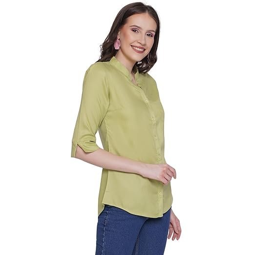 Women's Rayon 3/4th Sleeve Solid Casual Shirt - Image 3