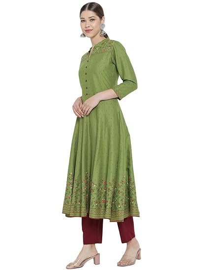 Yash Gallery Women's Rayon Floral Printed Anarkali Kurta for Women