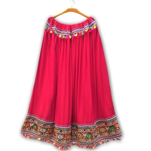 DIAMO Kutchi Embroidered Border Ethnic Gujarati Style Cotton Rayon Long Skirt/Chaniya - Image 4