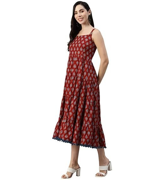 Divena Indigo Print Cotton Long Dress