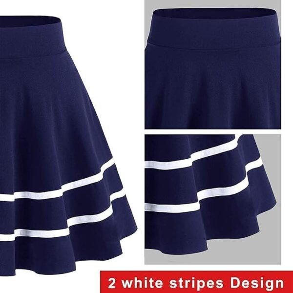 FRAULEIN Girl's/Women's Classic Stretchy All Time Trendy Striped Solid Skater Skirts with Attached Inner Shorts - Image 2