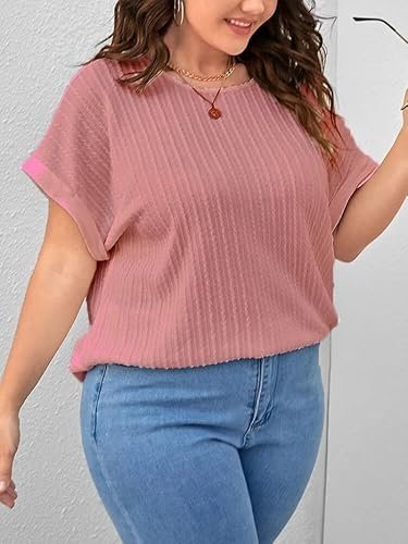 Zilcon Womens Dressy Casual Business Work Tops Summer Half Sleeve Shirts Boat Neck Jacquared Tshirts - Image 4