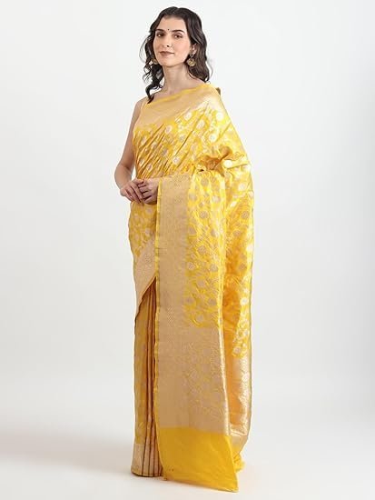 THE WEAVERS SHOP BY RAAVI Brocade Pure Banarasi Silk Saree Original Katan Silk Handloom Saree Banarasi Saree for Women Pure Silk Sarees for Women Saree Banarasi Silk with Blouse - Image 4