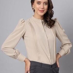 Sharma Group Women's Relaxed Fit Solid Cotton Blend Shirts