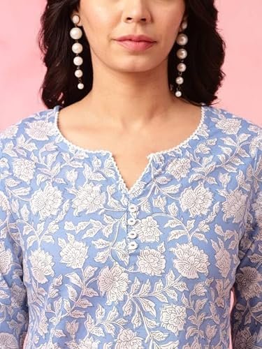 KASOOTI Women's Trendy Floral Print Topper Kurti | Short Kurti with 3/4 Sleeves – Stylish & Comfortable|| Kurta for Women - Image 2