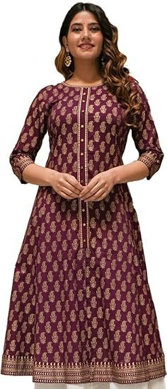 Yash Gallery Women's Cotton Gold Printed Anarkali Kurta - Image 5