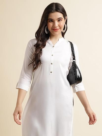 Women's Rayon Solid Plain Straight Kurti