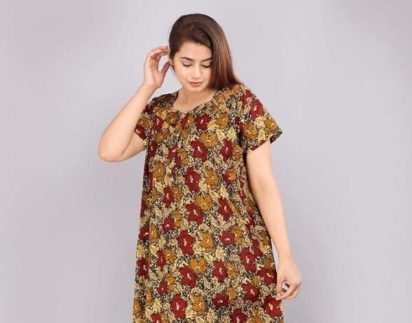 Nighty for Women |Cotton Printed Maxi Gown Ankle Length Nighty| Night Dress Gown for Women Maxi - Free Size (Pack of 2) - Image 5